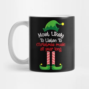 Most Likely To Listen To Christmas Music All Year Long Mug